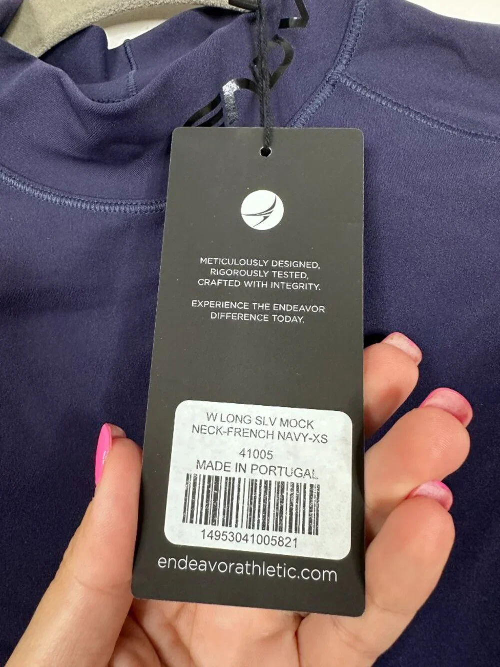 NWT Endeavor DRYFORCE® Long Sleeve Mock Neck French Navy XS Performance Workout